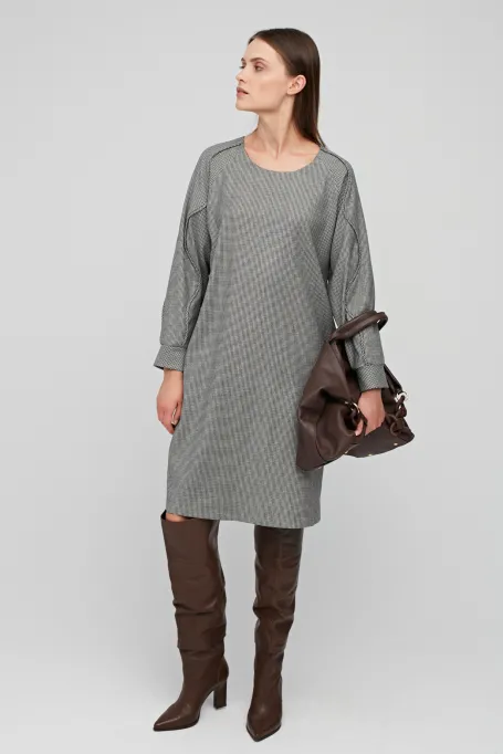 Wollkleid schwarz-weiß
