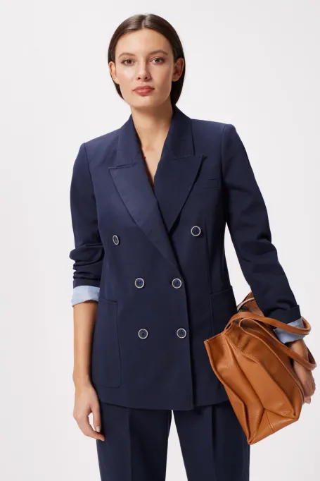 Marineblauer Baumwollblazer zum Anzug