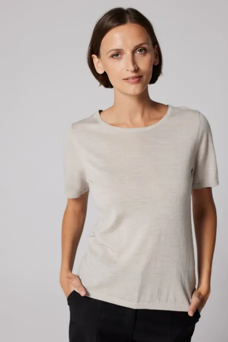 Beige Bluse aus Merinowolle
